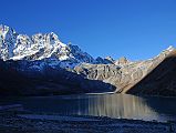 Gokyo 2 1 Gokyo Lake And Renjo La From Gokyo Just After Sunrise The early sun hits the Renjo La behind the third Gokyo Lake.